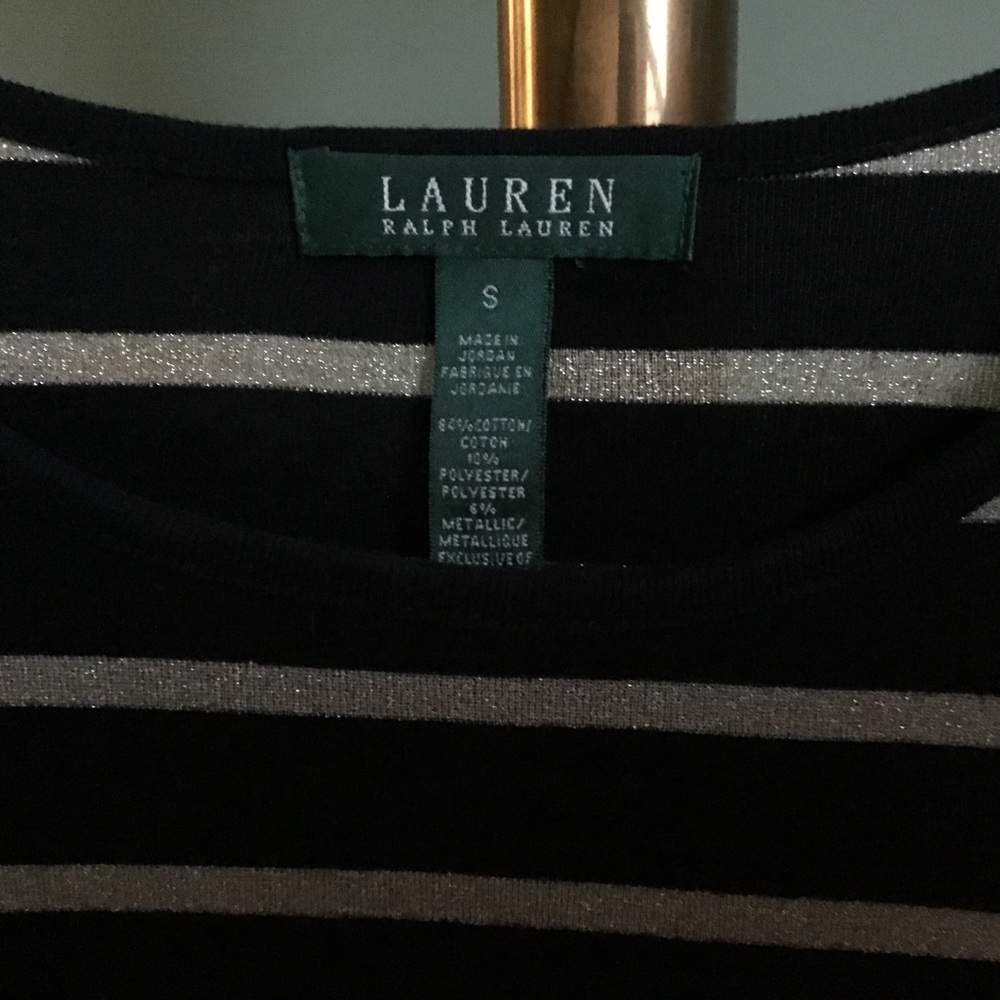 Ralph Lauren Black & Gold Knit Top Size S EUC - Picture 3 of 4